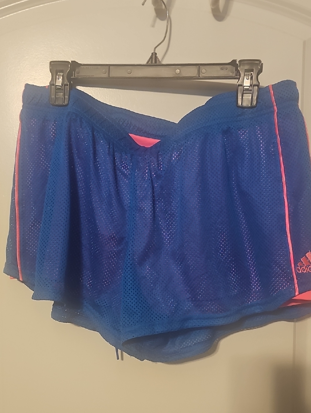 adidas Women’s Blue Athletic Mesh Shorts with Pink Trim